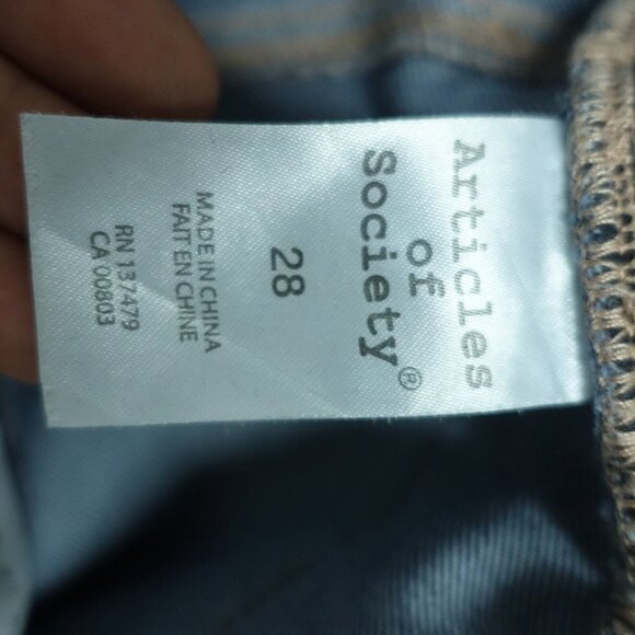 Articles of Society Straight Leg Jeans Women's Size 28 Blue Cotton Distressed - Picture 8 of 14